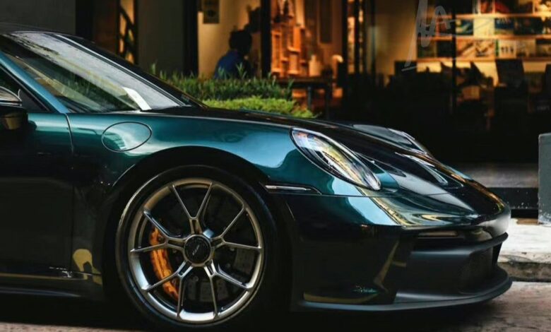 british racing green vehicle wrap
